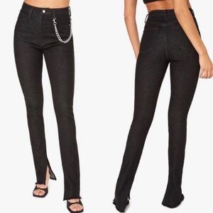 WeWoreWhat Slit Hem Jean in Washed Black